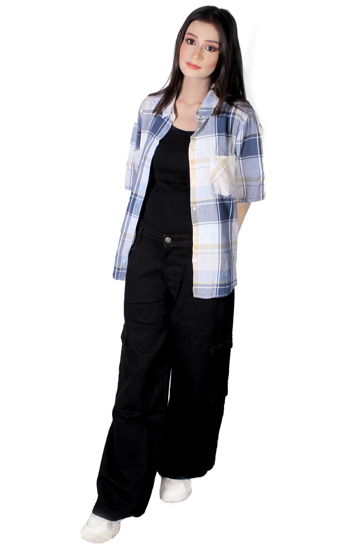 High Waist Wide Leg Cargo Style Denim