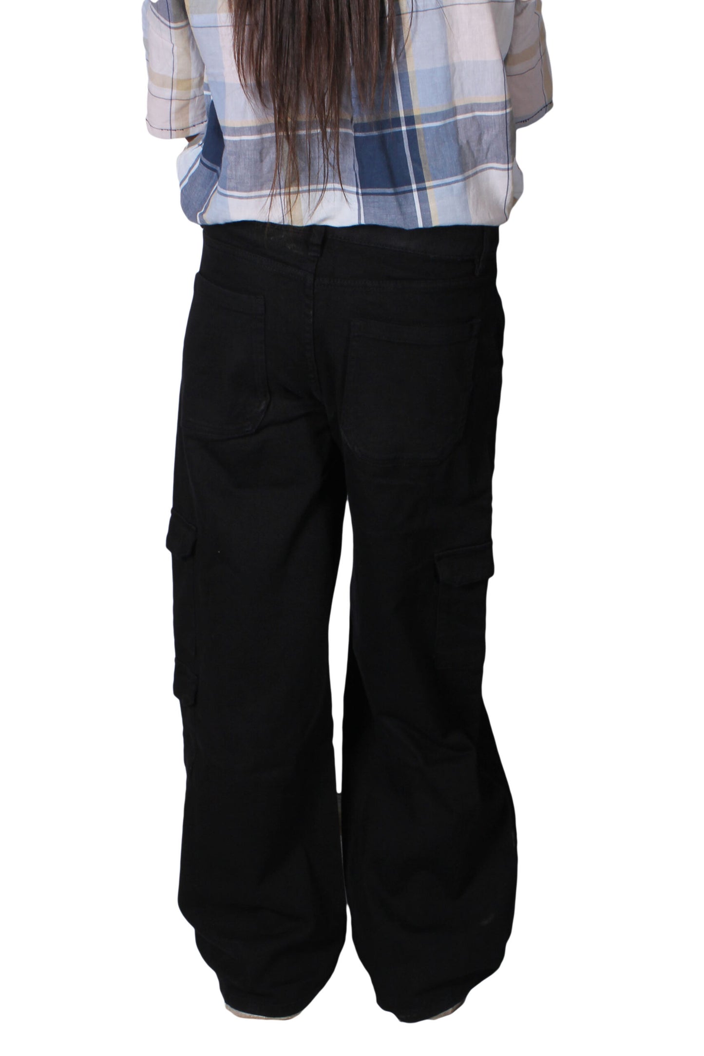 High Waist Wide Leg Cargo Style Denim