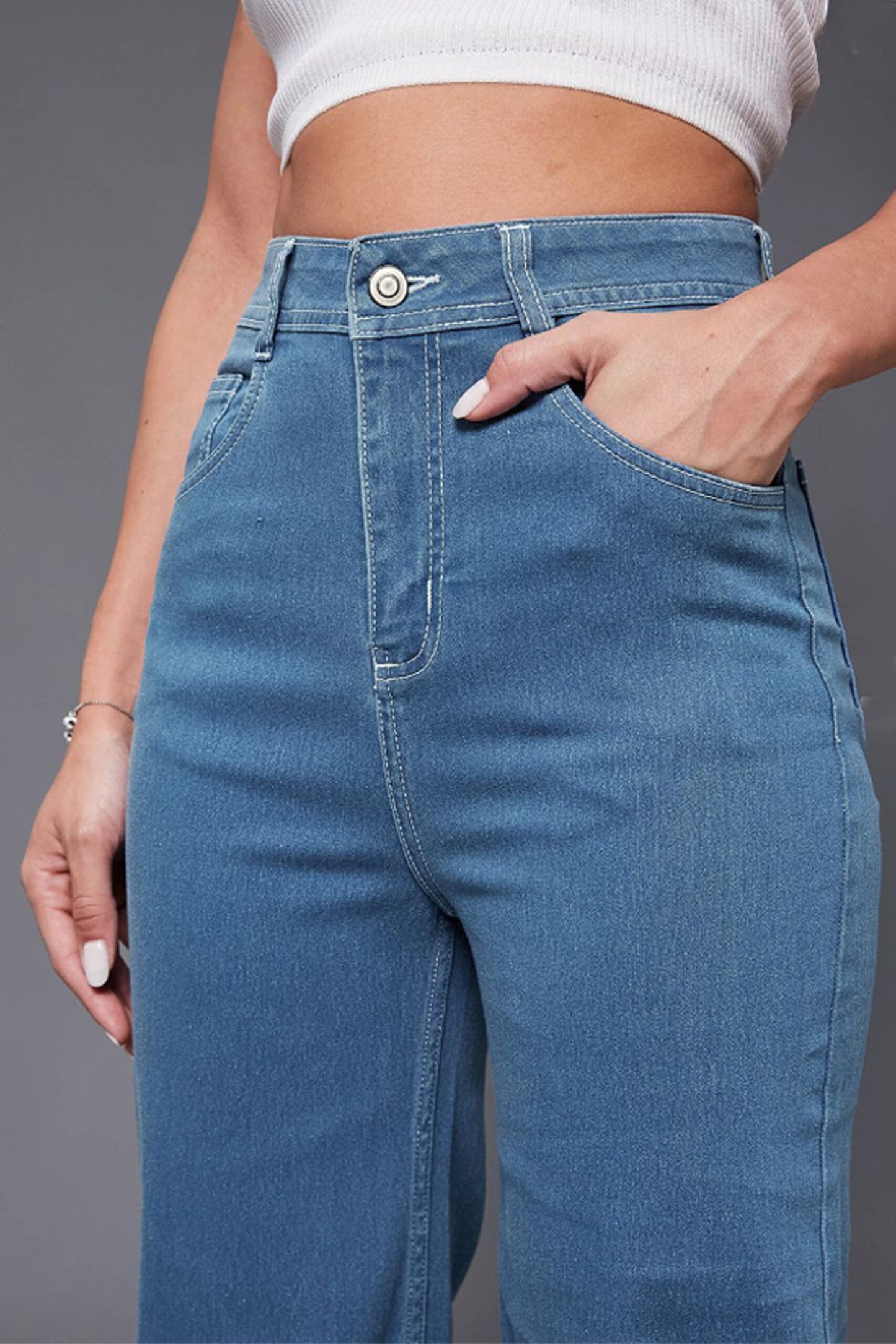High Waist Wide Leg Corp Denim