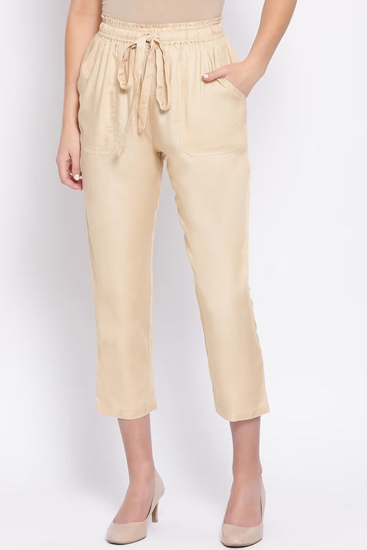 Women Flat-Front Straight-Fit Pants with Drawstrings