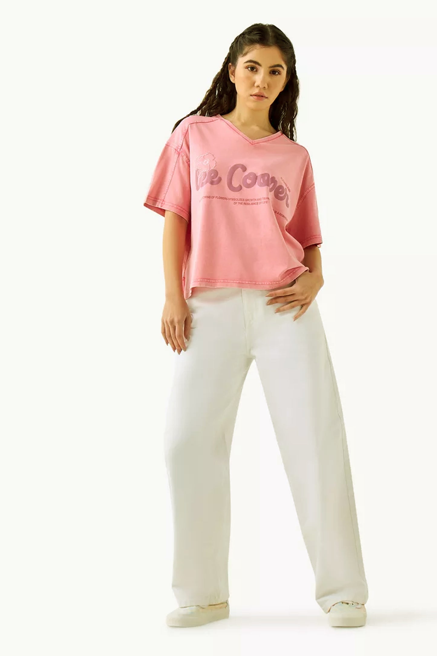 High-Waist Baggy Fit Jeans with Button Closure