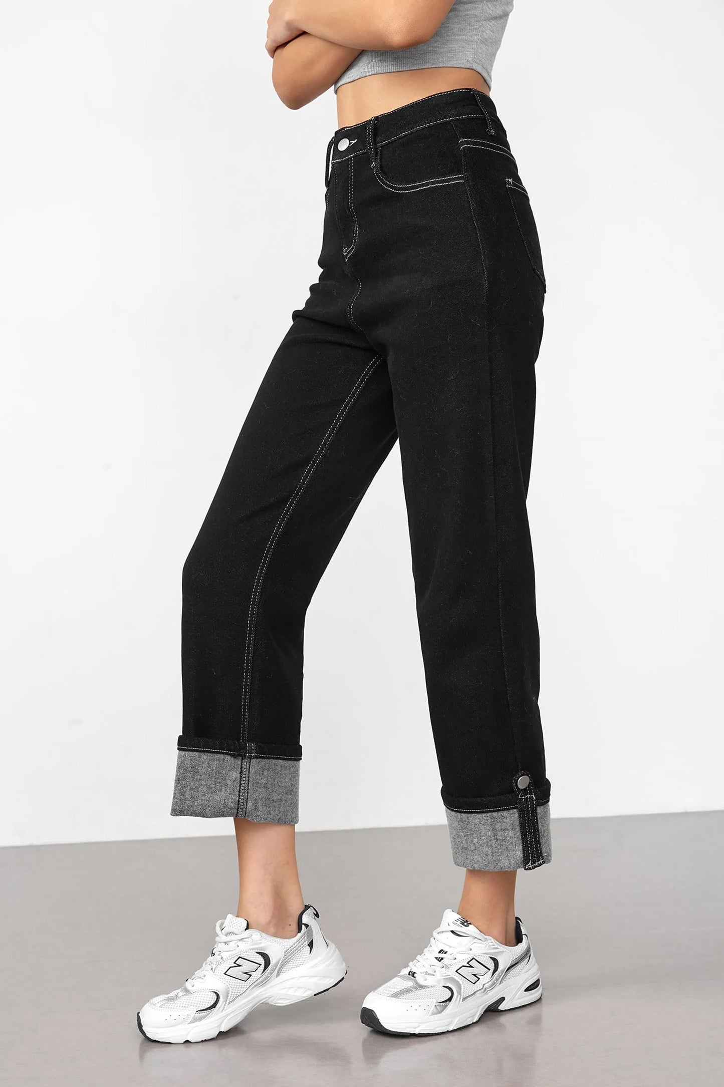 Women's Classic Black High-Rise Straight-Leg Jeans