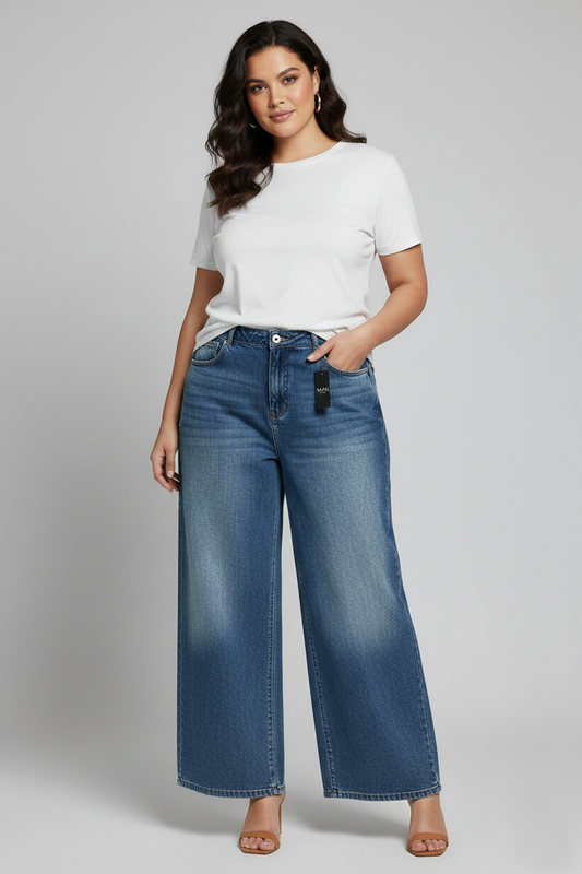 Premium High-Waisted Wide-Leg Denim Jeans