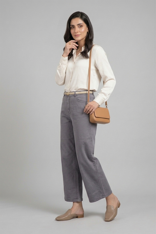 Slate Grey Wide-Leg Pant