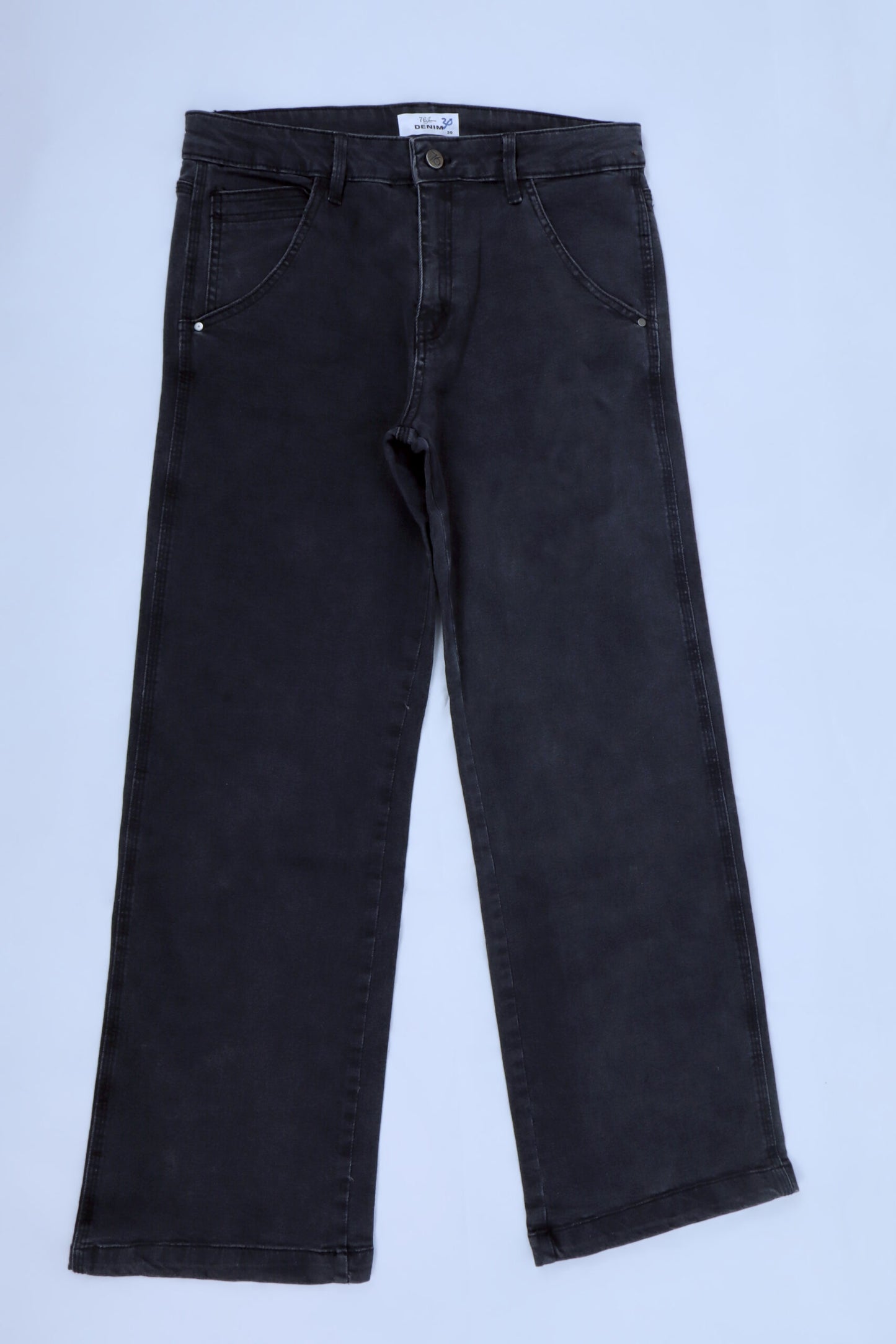 Highwaist Wide Leg Cross Pocket Denim malaysian black