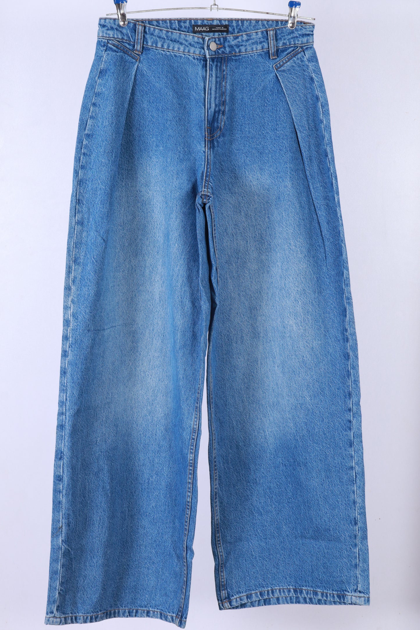 Designer Women's Wide Leg Loose Fit Denim Jeans - High Rise Denim