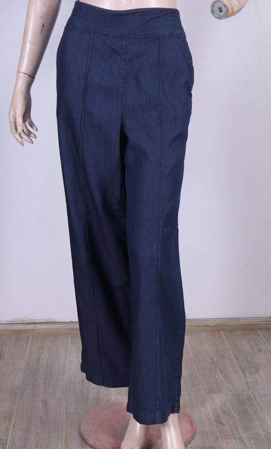 Premium Wide-Leg Pull-On Trousers – Dark Indigo