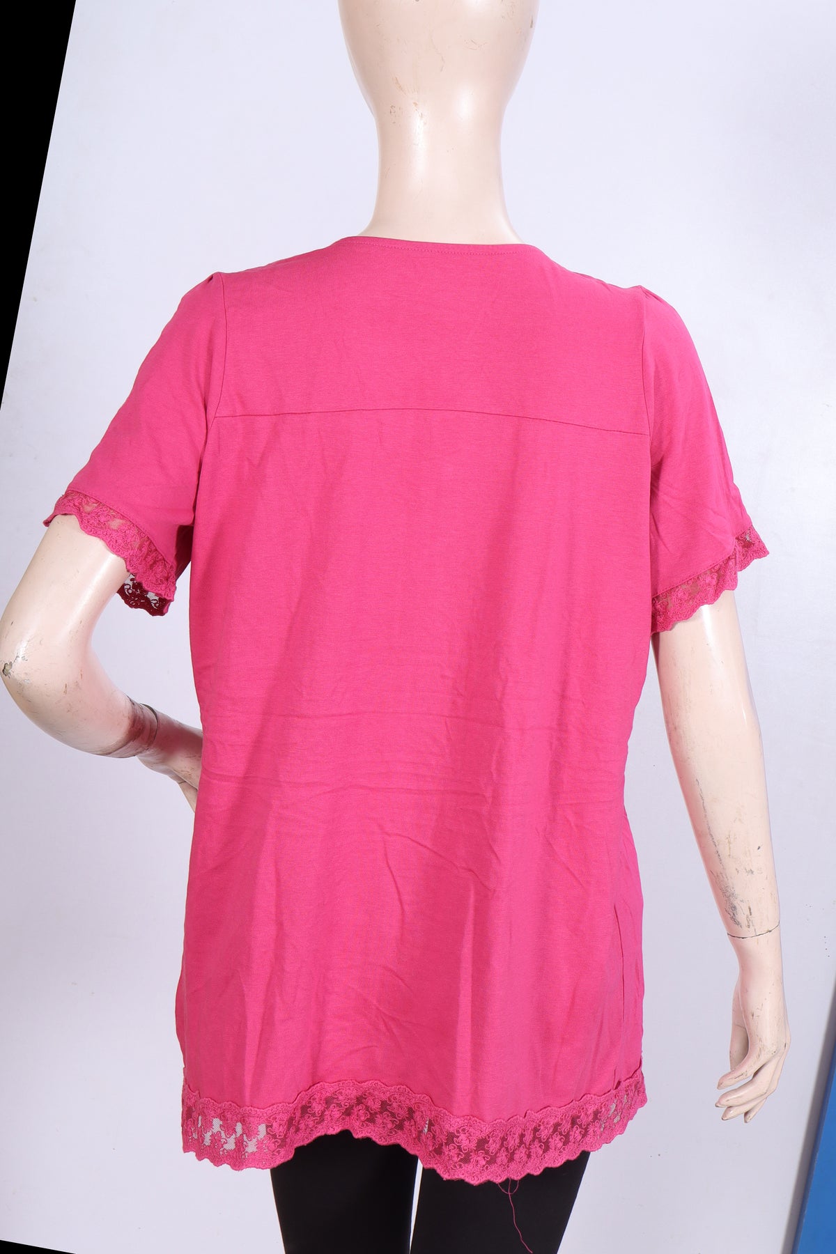 Vibrant Fuchsia Lace-Trim Jersey Tunic