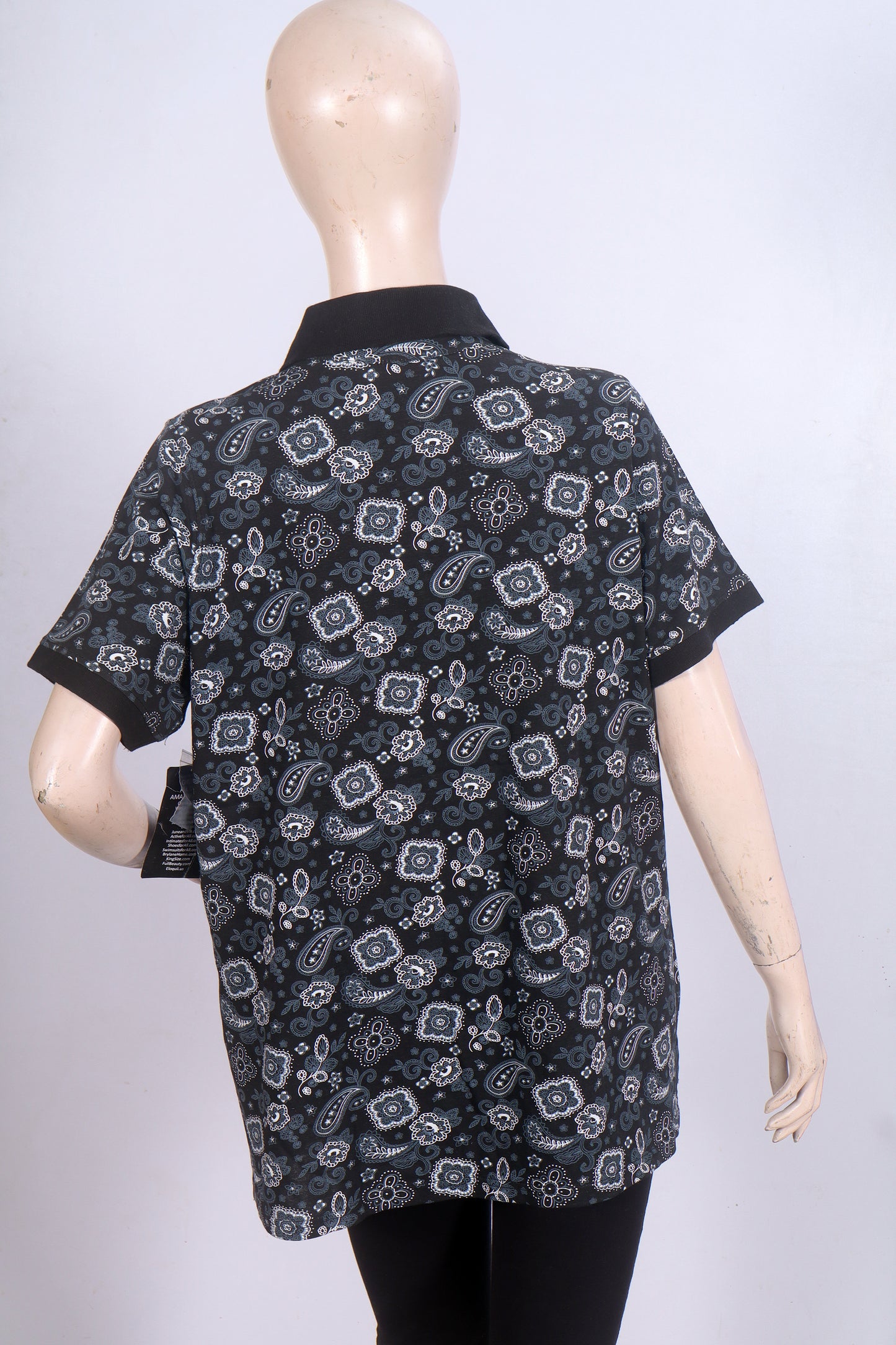 Black & White Paisley Polo Shirt