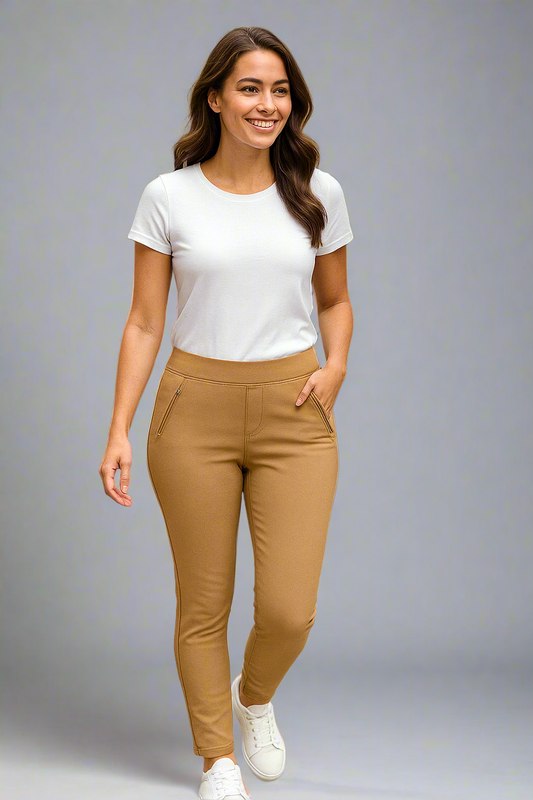 Women's Cotton Stretch Jegging – Camel Brown
