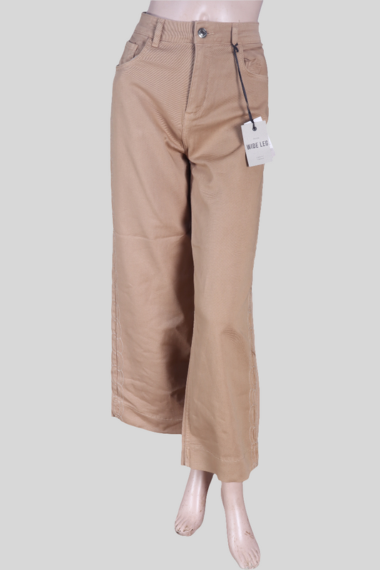 women's wide-leg Jeans side embroidered