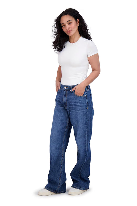 High-Waisted Wide-Leg Denim Jeans