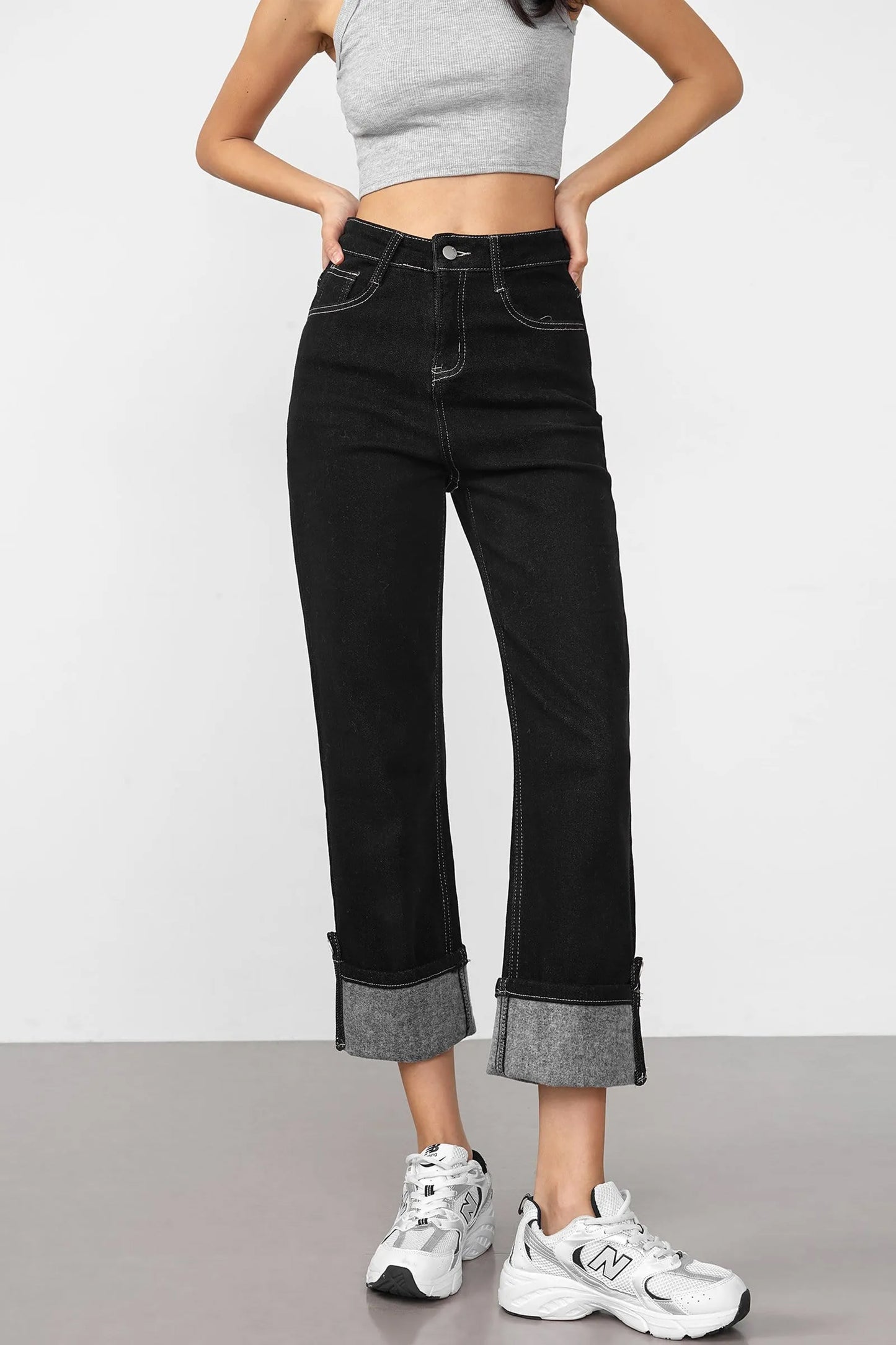 Women's Classic Black High-Rise Straight-Leg Jeans