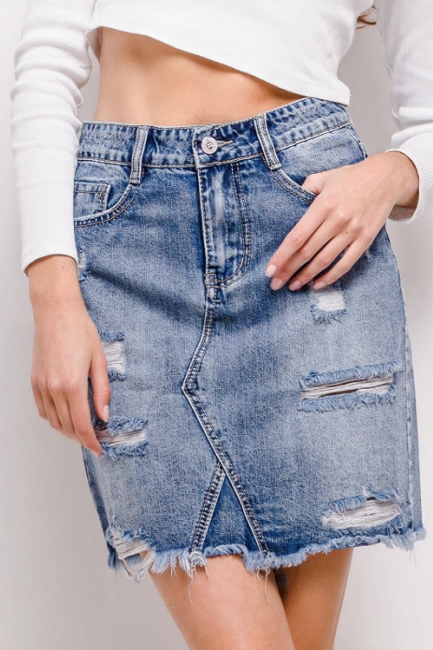 Women's Distressed Ripped Skirt