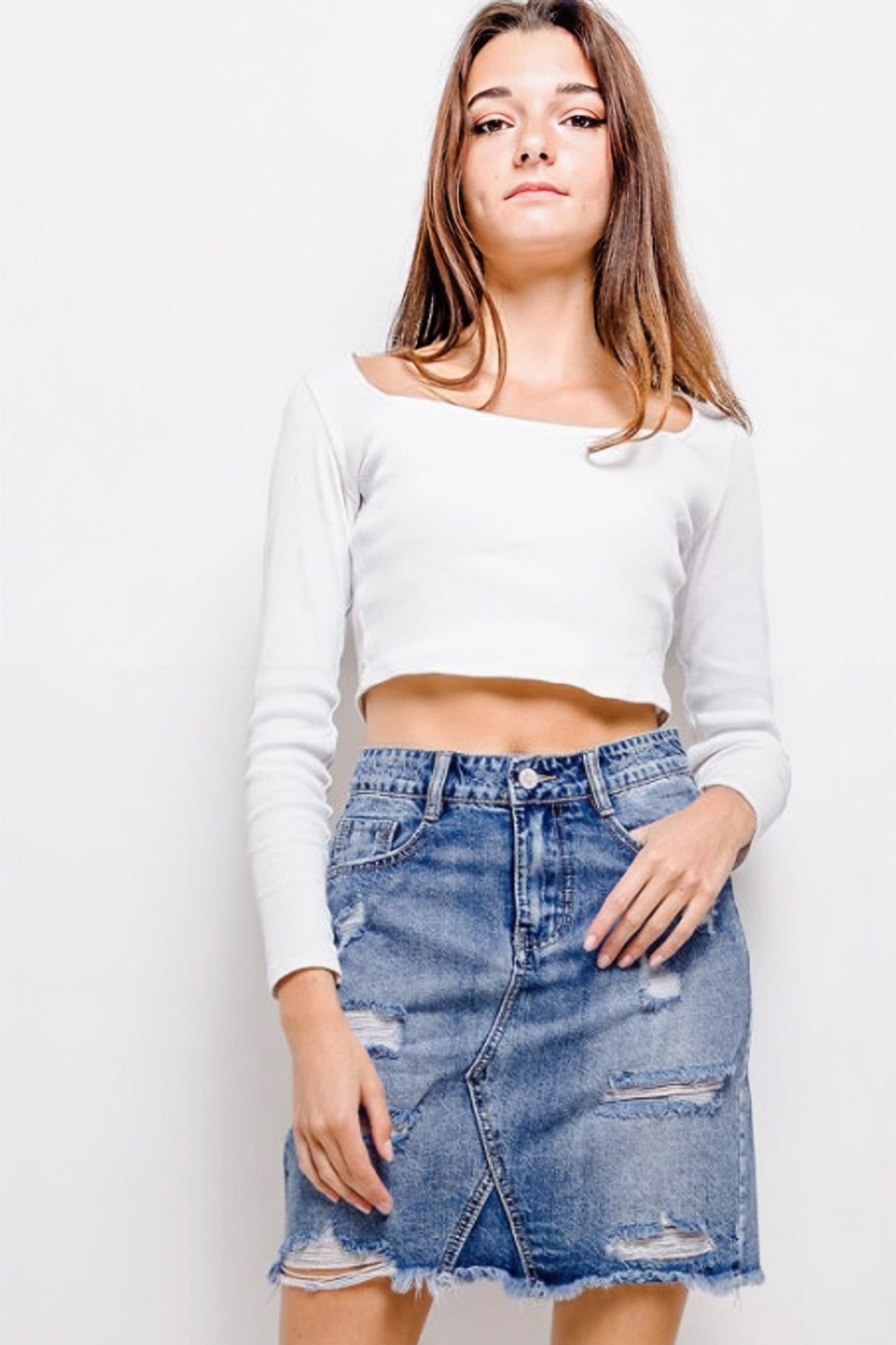 Women's Distressed Ripped Skirt