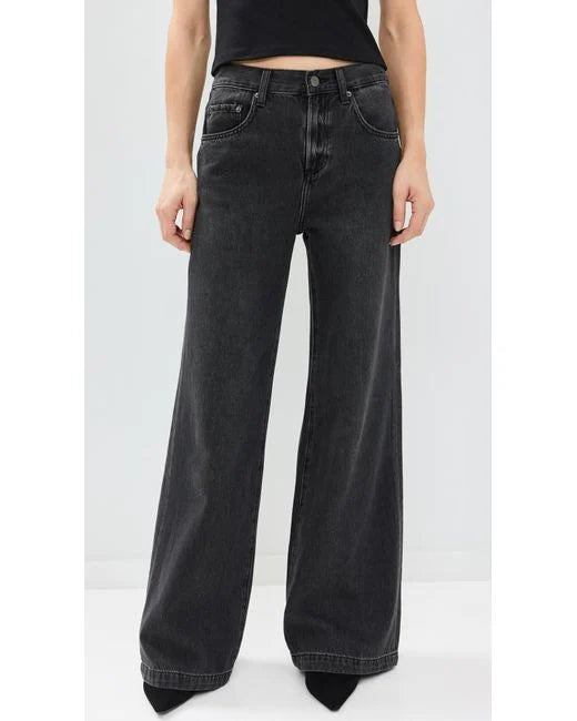 Highwaist Wide Leg Cross Pocket Denim malaysian black