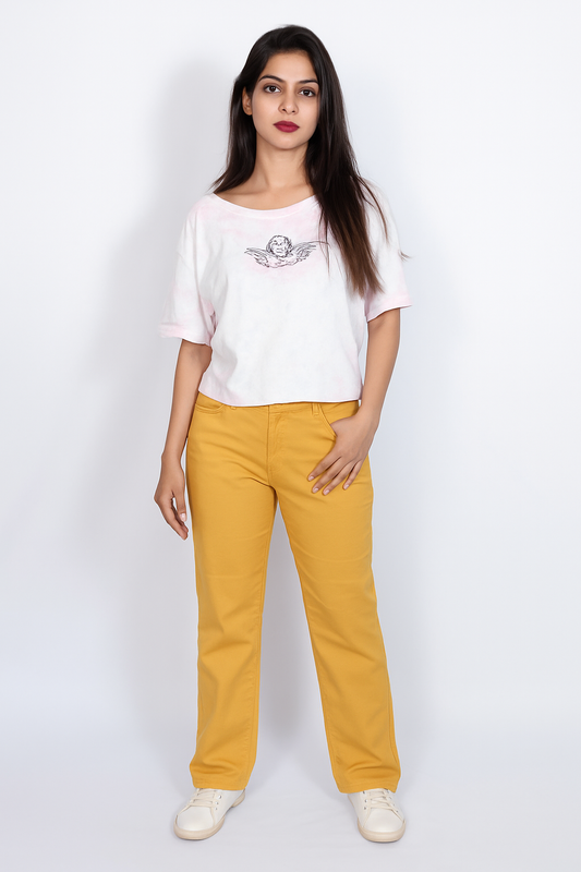 Mustard Cotton Stretch Pants – Women's Casual Wear