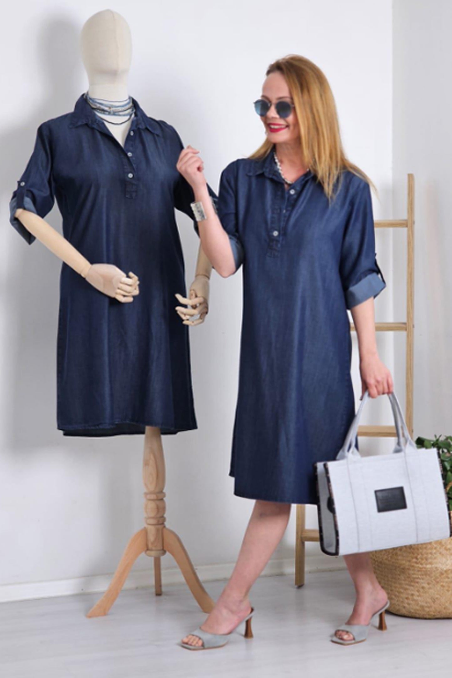 Denim Long Top