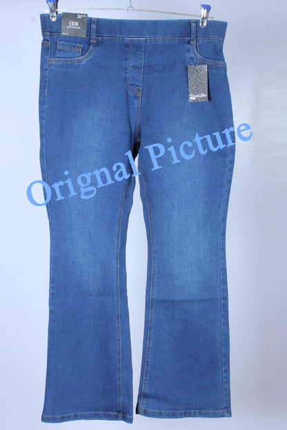 Stretch Flared Pull On Jeggings - Mid Wash