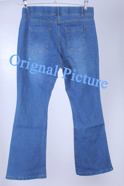 Stretch Flared Pull On Jeggings - Mid Wash