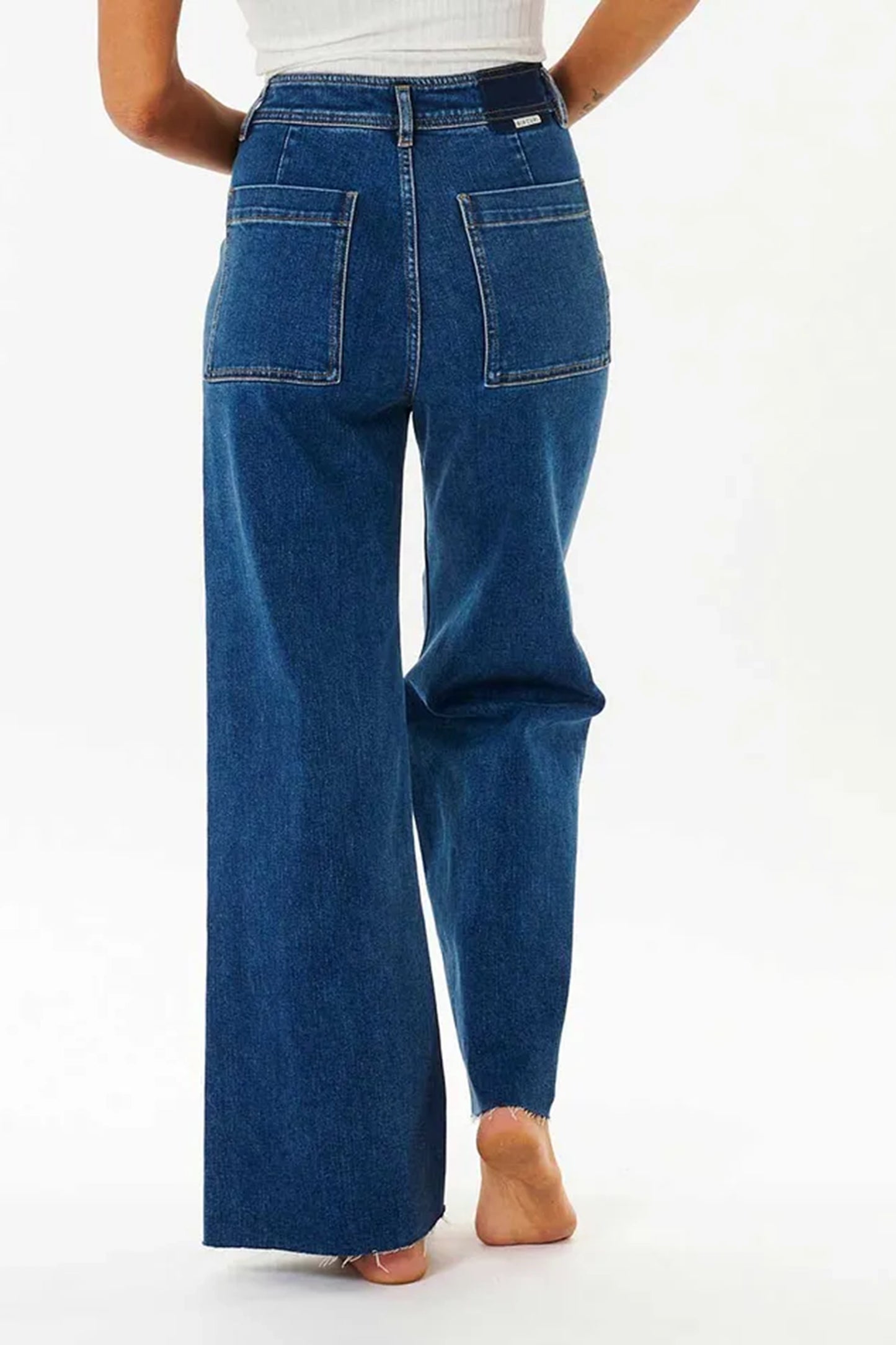 Classic High  waist  Wide-Leg Denim Blue