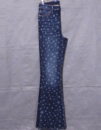 Girl's vintage wash bell-bottom jeans