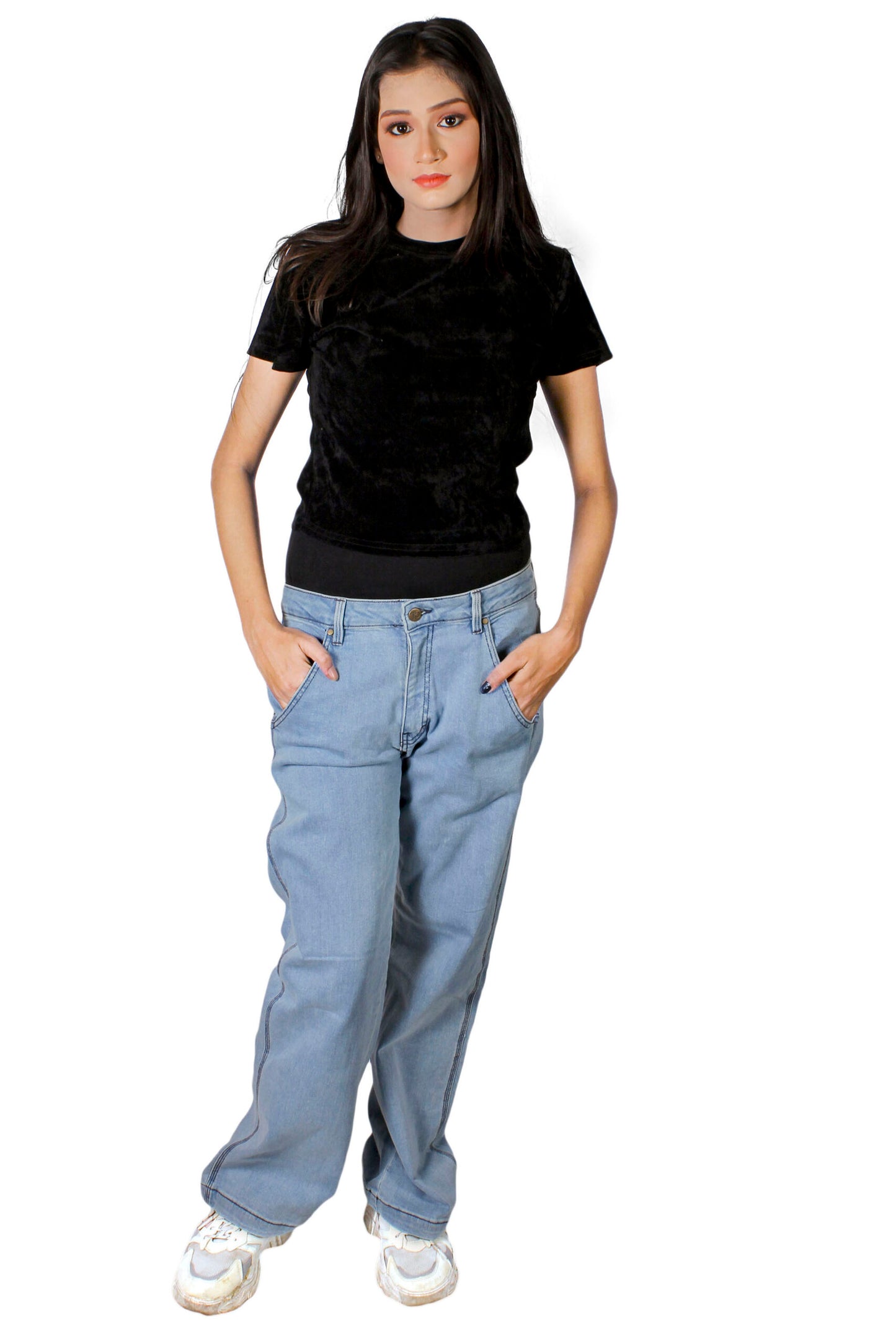 High waist Wide Leg Cross Pocket Denim