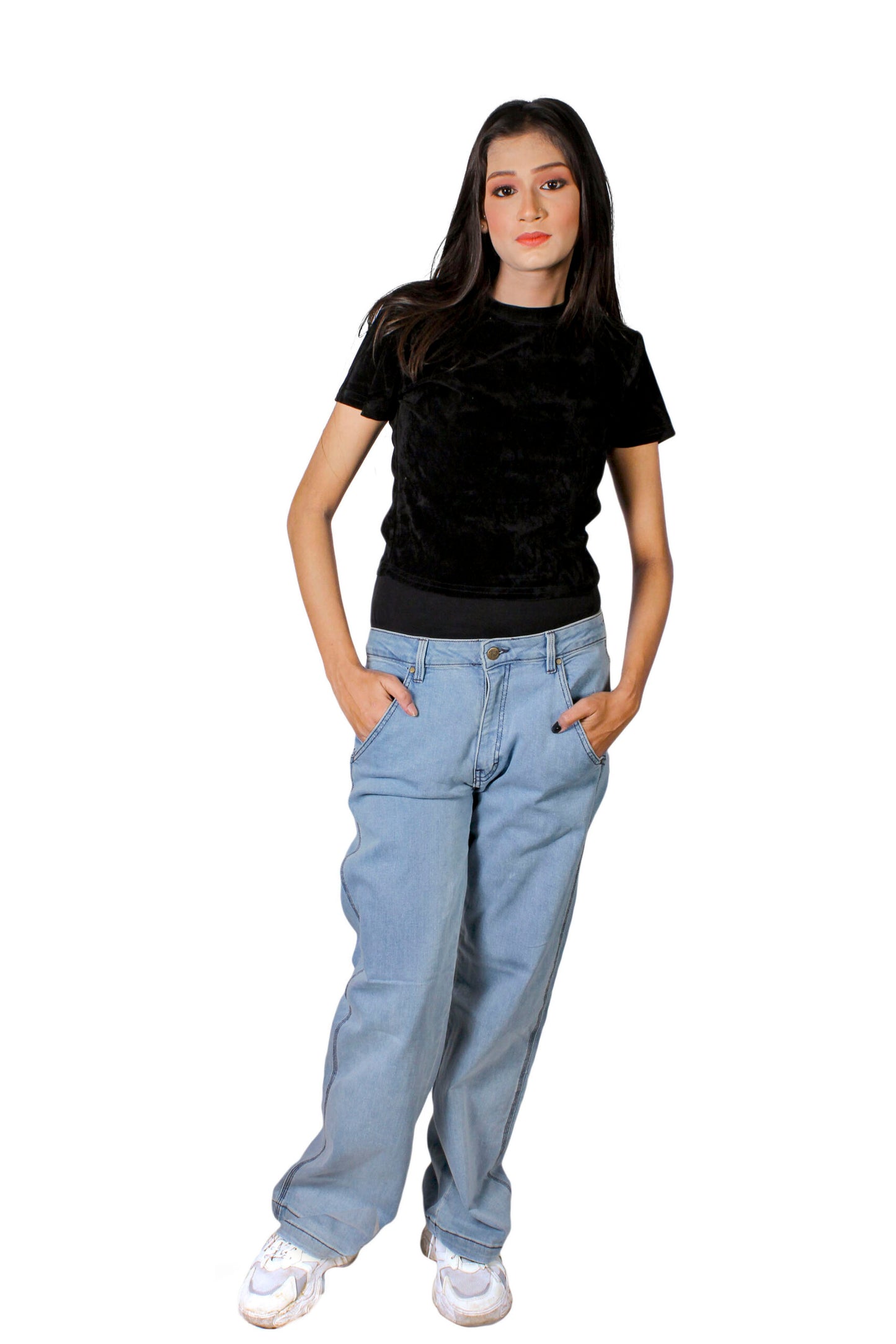High waist Wide Leg Cross Pocket Denim