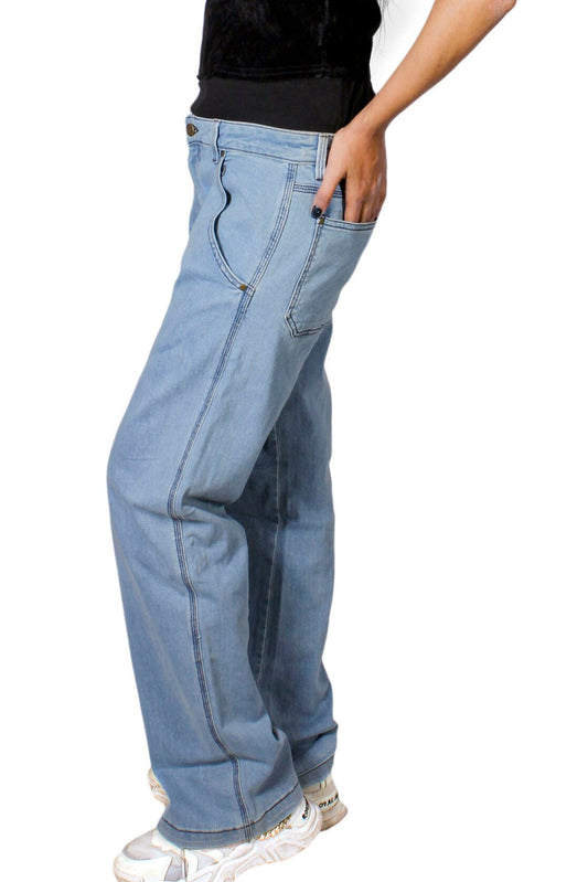 High waist Wide Leg Cross Pocket Denim