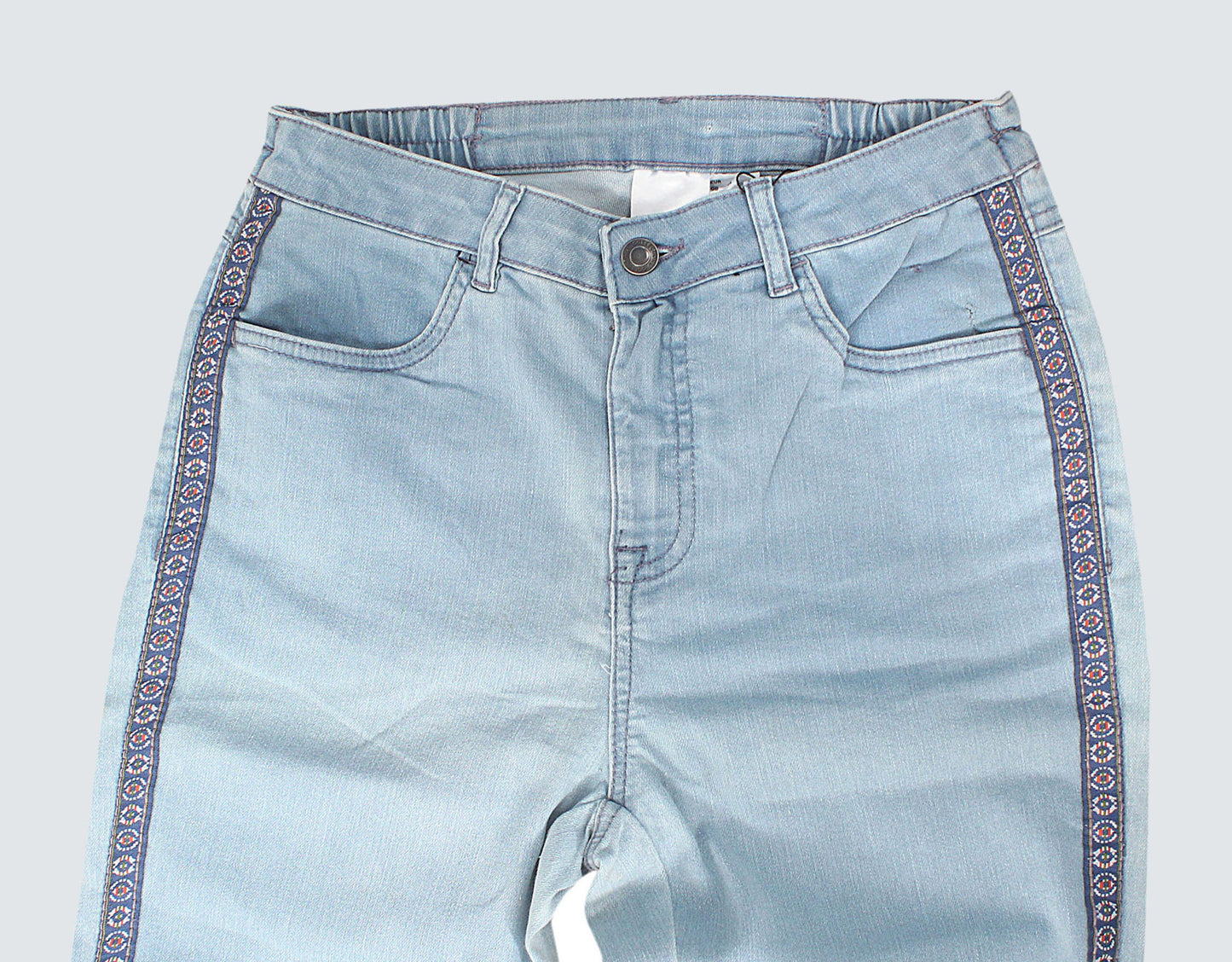 Minor defective Flower stripe jeans
