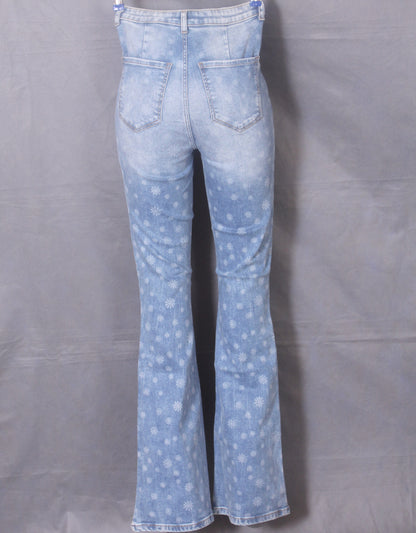 Girl's vintage wash bell-bottom jeans