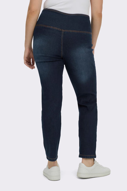 Stretch jeans with overlapping waistband