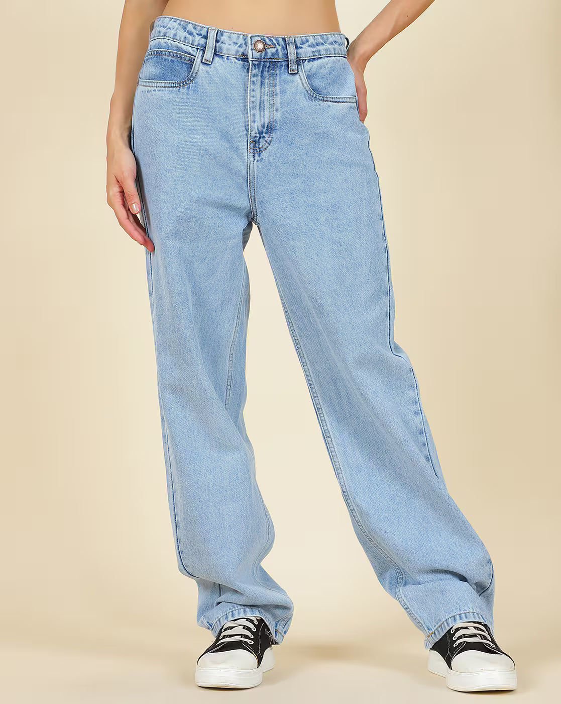 High-Waisted Light Blue Wide Leg Baggy Jeans