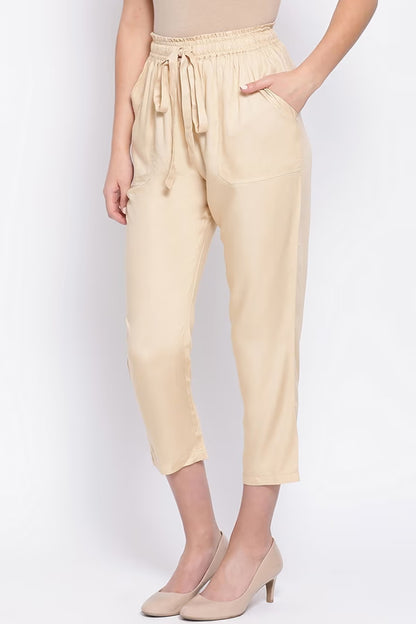 Women Flat-Front Straight-Fit Pants with Drawstrings