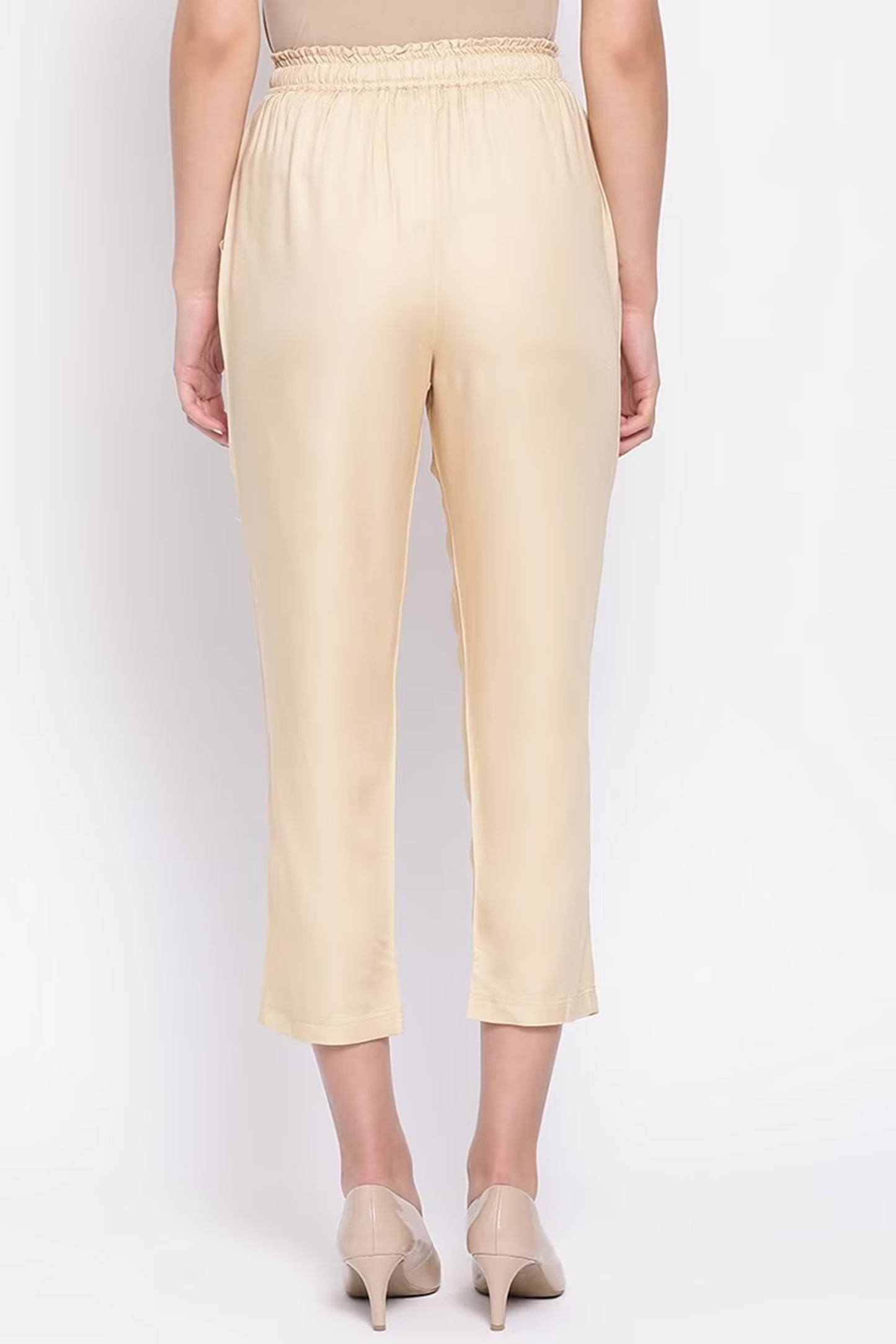 Women Flat-Front Straight-Fit Pants with Drawstrings