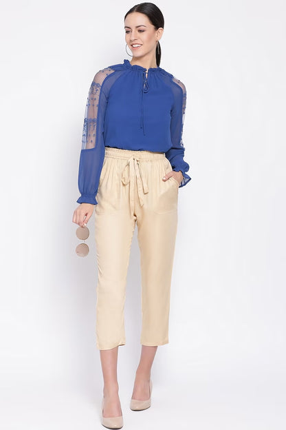 Women Flat-Front Straight-Fit Pants with Drawstrings