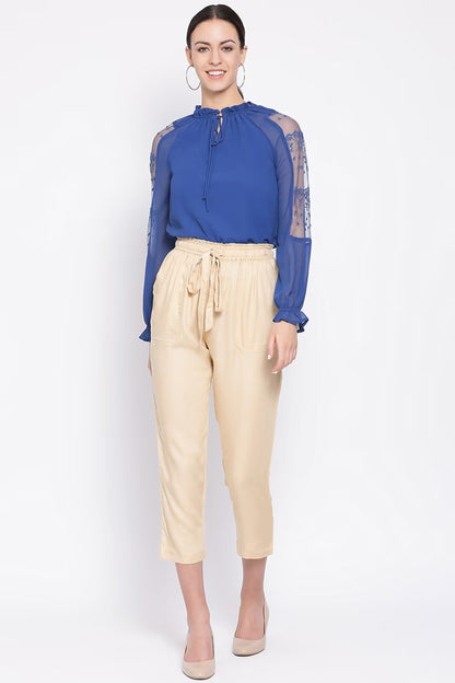 Women Flat-Front Straight-Fit Pants with Drawstrings