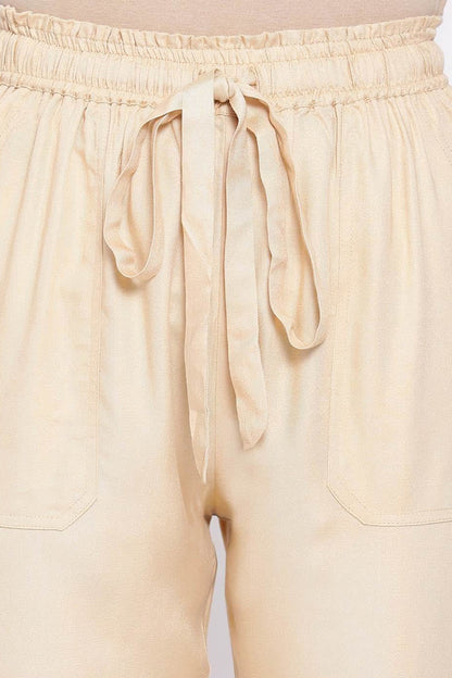 Women Flat-Front Straight-Fit Pants with Drawstrings