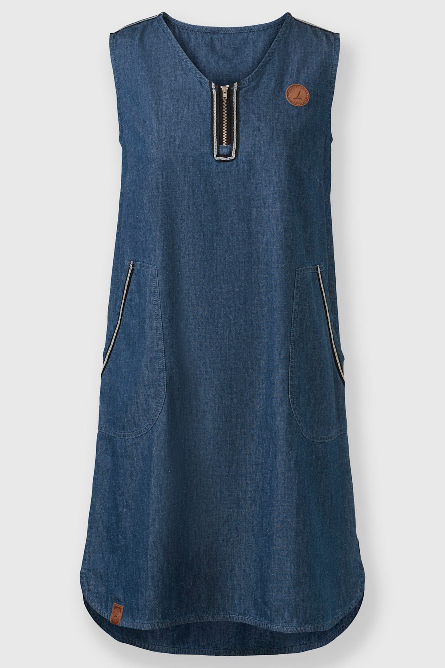 Women’s Casual Sleeveless Denim Dress with Zipper Detail
