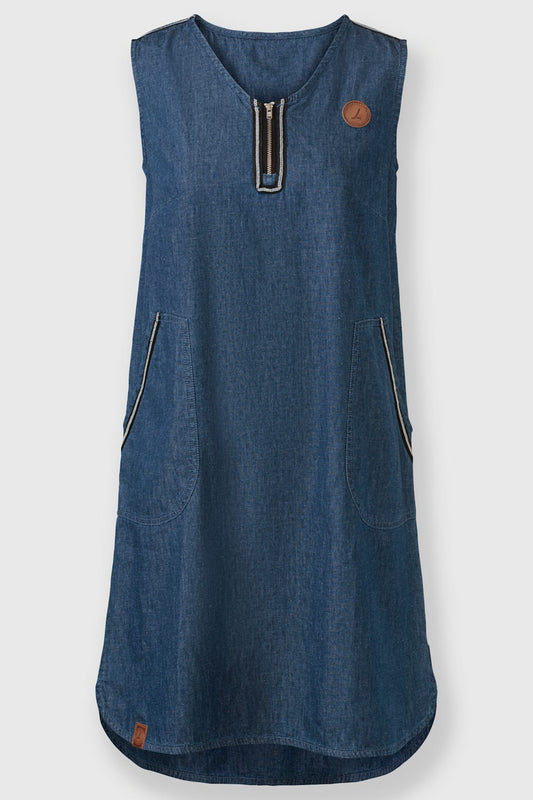 Women’s Casual Sleeveless Denim Dress with Zipper Detail