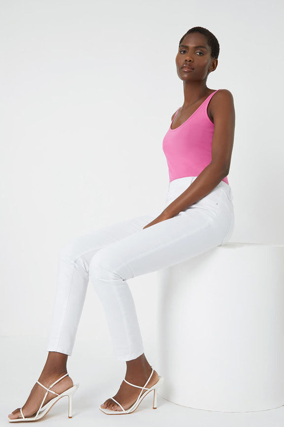 White Elastic  Denim Stretch Jegging