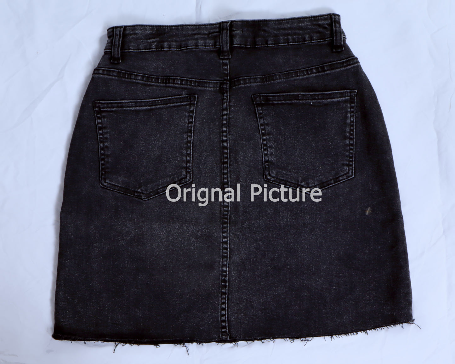 Faded Black 100% Cotton Denim Criss Cross Jean Skirt