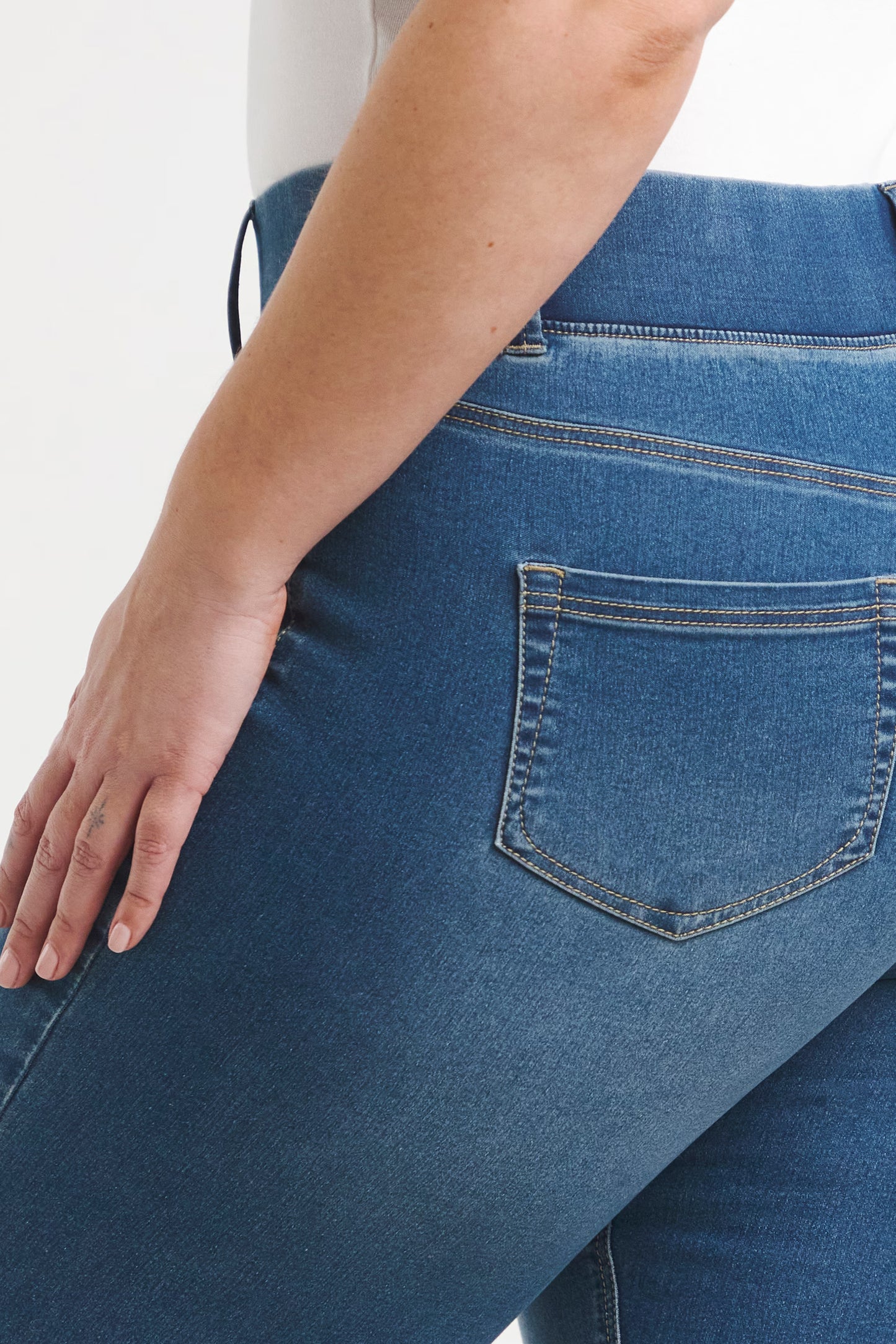 Stretch Flared Pull On Jeggings - Mid Wash