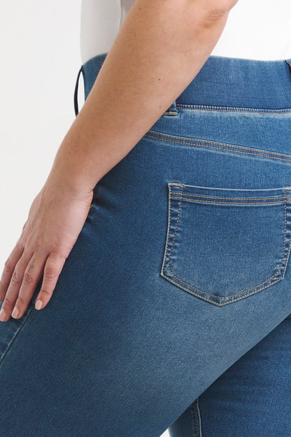 Stretch Flared Pull On Jeggings - Mid Wash