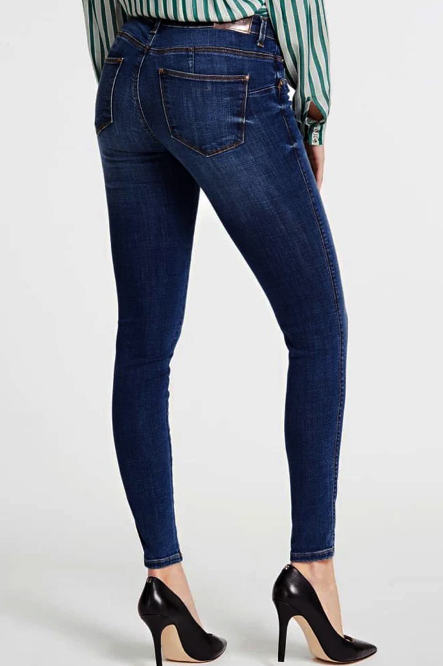 Mid Rise Skinny Patched Jeans