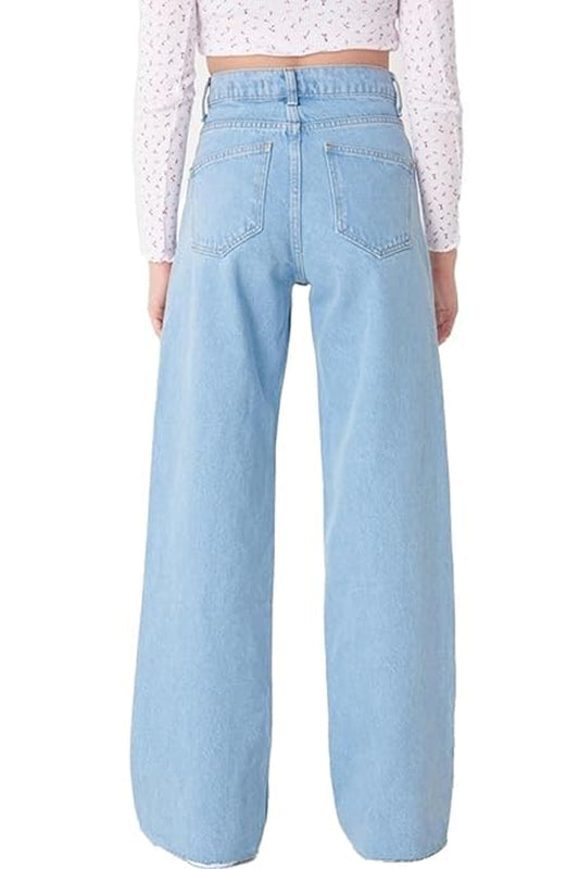 Stylish Ice Blue Wide Legged Jeans