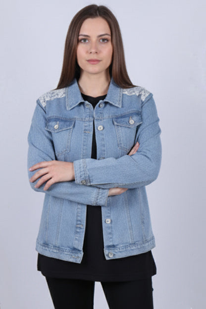 Chic Lace-Detail Denim Jacket