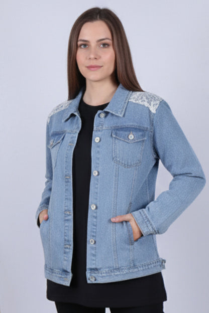 Chic Lace-Detail Denim Jacket