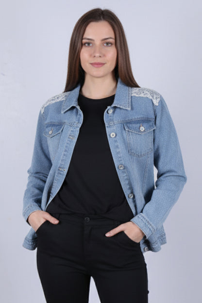 Chic Lace-Detail Denim Jacket
