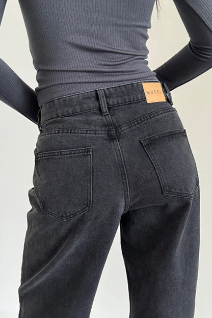 Roomy Extra Wide  Jeans in Washed Black
